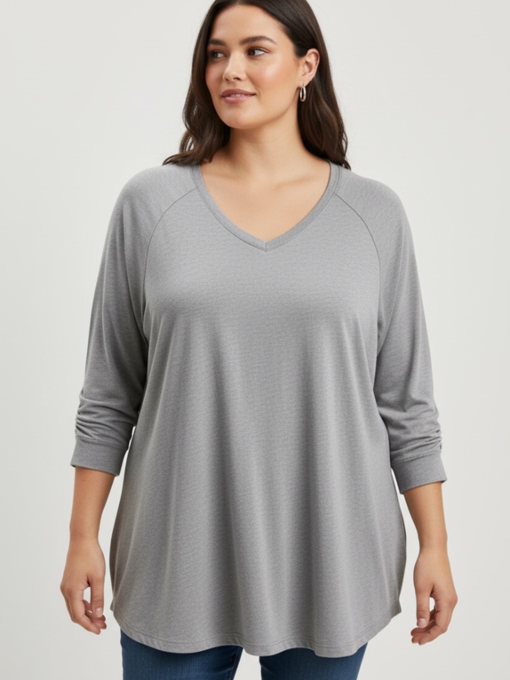 CJ Banks 3/4 sleeve grey tee shirt. Size 3x